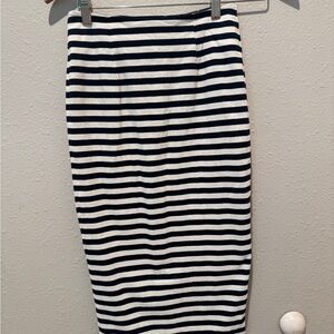 J. Crew Navy and White Striped Pencil Skirt